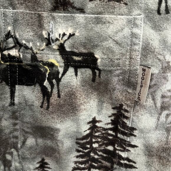 Woolrich Outdoorsman XL Shirt Elk Stag Print Button Up Hunting Green VTG - Picture 2 of 6
